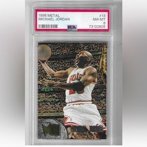 1995 METAL MICHAEL JORDAN #13 CHICAGO BULLS HOF PSA 8 NM-MT.
